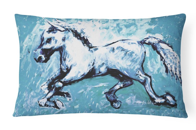 12 in x 16 in  Outdoor Throw Pillow Shadow the Horse in blue Canvas Fabric Decorative Pillow