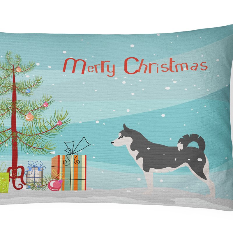 Caroline's Treasures 12 In X 16 In Outdoor Throw Pillow Siberian Husky Merry Christmas Tree Canvas Fabric Decorative Pill In Black