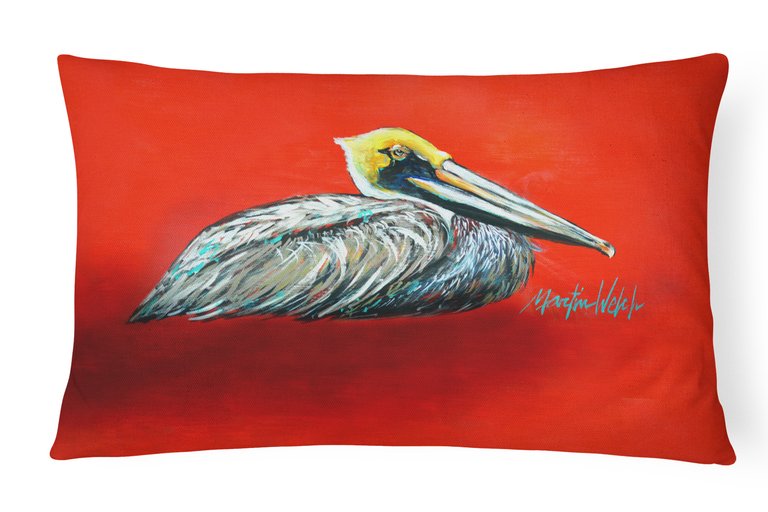 12 in x 16 in  Outdoor Throw Pillow Sitting Brown Pelican Canvas Fabric Decorative Pillow