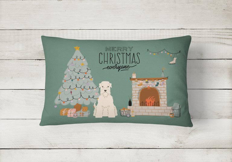 12 in x 16 in  Outdoor Throw Pillow Soft Coated Wheaten Terrier Christmas Everyone Canvas Fabric Decorative Pillow