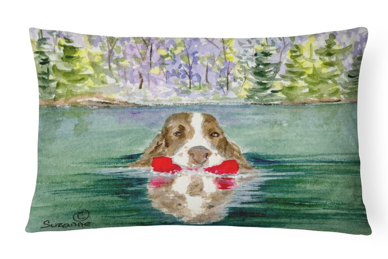 12 in x 16 in  Outdoor Throw Pillow Springer Spaniel Canvas Fabric Decorative Pillow