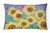 12 in x 16 in  Outdoor Throw Pillow Sunflowers and Purple Canvas Fabric Decorative Pillow
