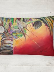 12 in x 16 in  Outdoor Throw Pillow Sunset on the Coconut Tree Canvas Fabric Decorative Pillow