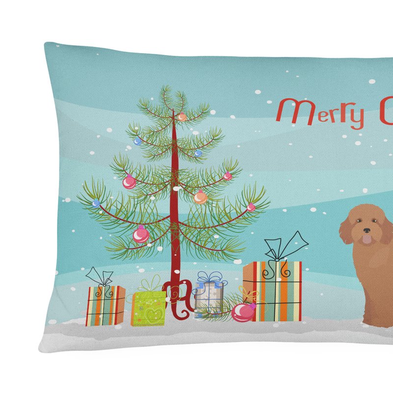 Caroline's Treasures 12 In X 16 In Outdoor Throw Pillow Tan Goldendoodle Christmas Tree Canvas Fabric Decorative Pillow