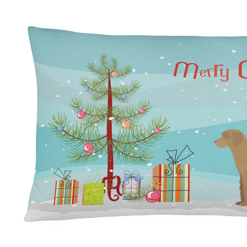 Caroline's Treasures 12 In X 16 In Outdoor Throw Pillow Tan Labradoodle Christmas Tree Canvas Fabric Decorative Pillow