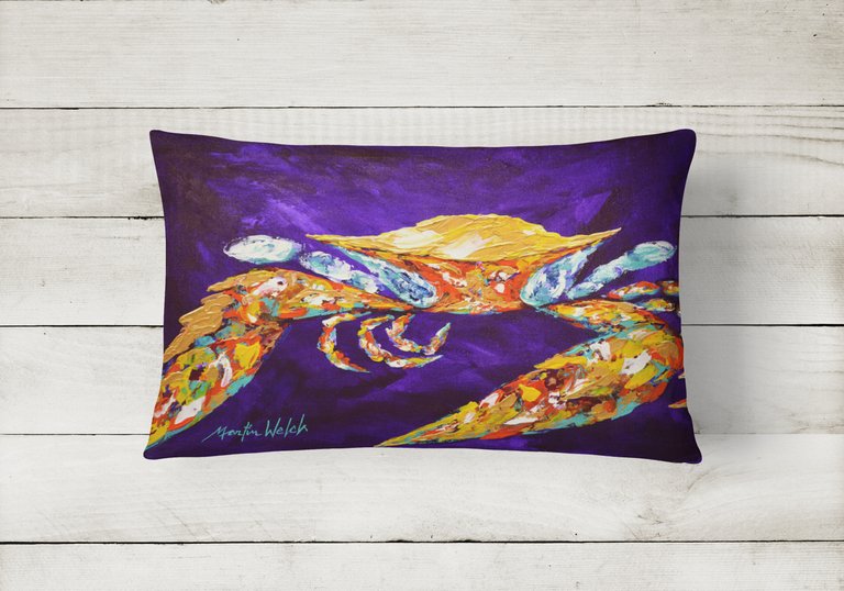 12 in x 16 in  Outdoor Throw Pillow The Right Stuff Crab in Purple Canvas Fabric Decorative Pillow