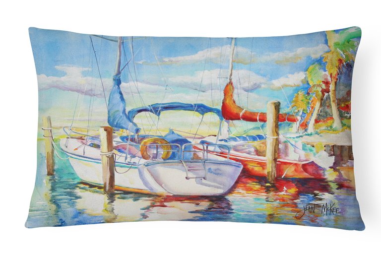 12 in x 16 in  Outdoor Throw Pillow Towering Q Sailboat Canvas Fabric Decorative Pillow