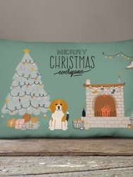 12 in x 16 in  Outdoor Throw Pillow Tricolor Beagle Christmas Everyone Canvas Fabric Decorative Pillow