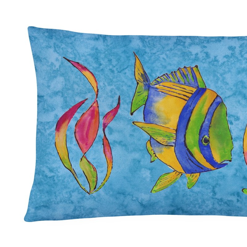Caroline's Treasures 12 In X 16 In Outdoor Throw Pillow Troical Fish And Seaweed On Blue Canvas Fabric Decorative Pillow