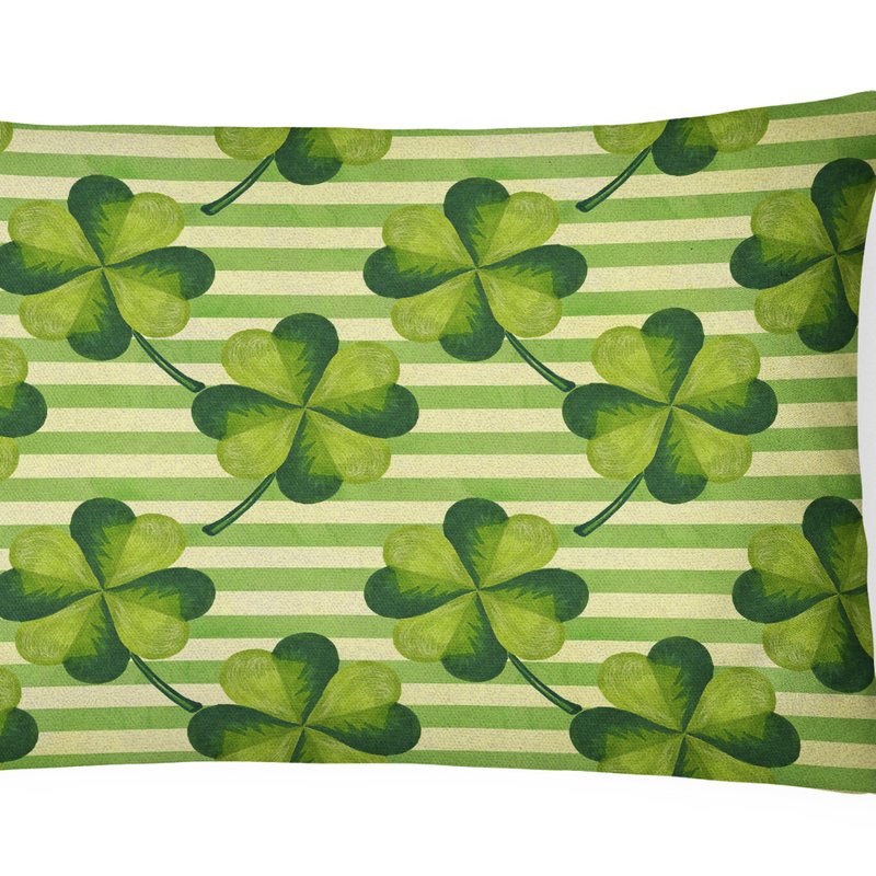 Caroline's Treasures 12 In X 16 In Outdoor Throw Pillow Watercolor Shamrock Stripes Canvas Fabric Decorative Pillow In Green