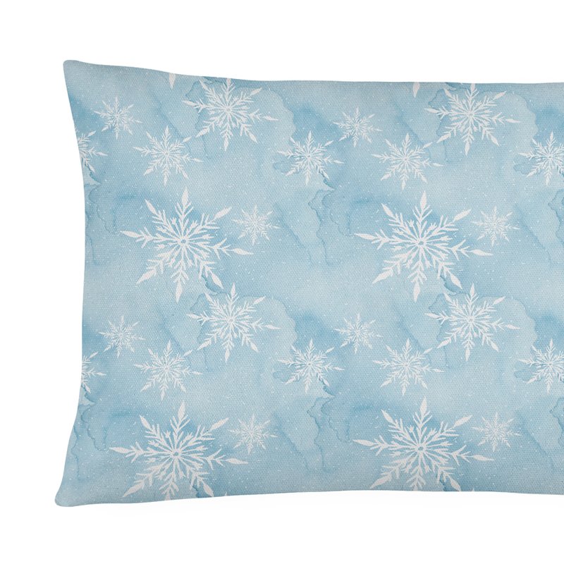 Caroline's Treasures 12 In X 16 In Outdoor Throw Pillow Watercolor Snowflake On Light Blue Canvas Fabric Decorative Pillo In Brown
