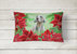12 in x 16 in  Outdoor Throw Pillow Weimaraner Poinsettas Canvas Fabric Decorative Pillow