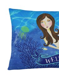 12 in x 16 in  Outdoor Throw Pillow Welcome Mermaid Canvas Fabric Decorative Pillow