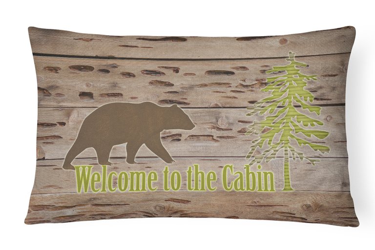 12 in x 16 in  Outdoor Throw Pillow Welcome to the Cabin Canvas Fabric Decorative Pillow
