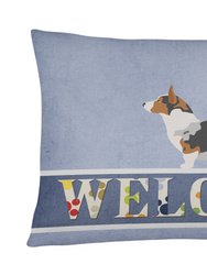 12 in x 16 in  Outdoor Throw Pillow Welsh Corgi Cardigan Welcome Canvas Fabric Decorative Pillow