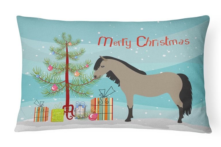 12 in x 16 in  Outdoor Throw Pillow Welsh Pony Horse Christmas Canvas Fabric Decorative Pillow