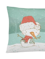 12 in x 16 in  Outdoor Throw Pillow White Poodle Snowman Christmas Canvas Fabric Decorative Pillow