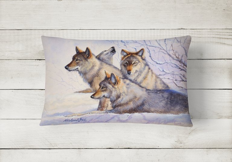 12 in x 16 in  Outdoor Throw Pillow Wolves by Mollie Field Canvas Fabric Decorative Pillow