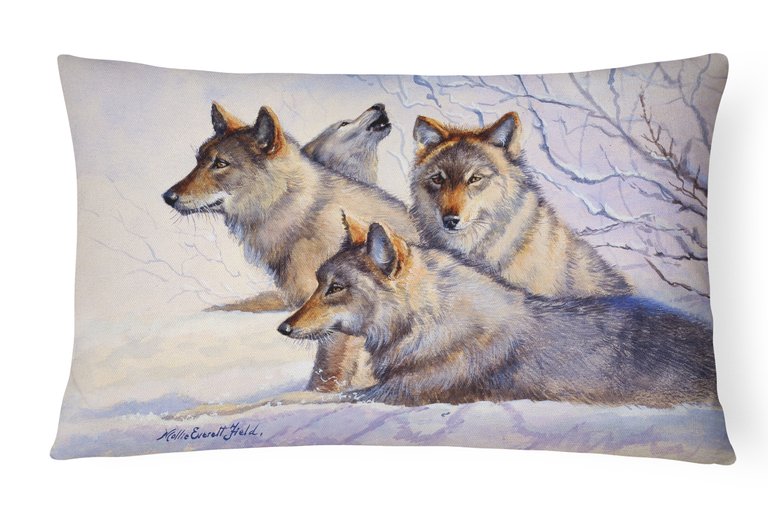 12 in x 16 in  Outdoor Throw Pillow Wolves by Mollie Field Canvas Fabric Decorative Pillow