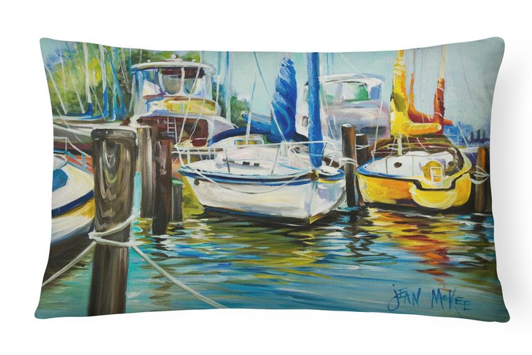 12 in x 16 in  Outdoor Throw Pillow Yellow boat II Sailboat Canvas Fabric Decorative Pillow
