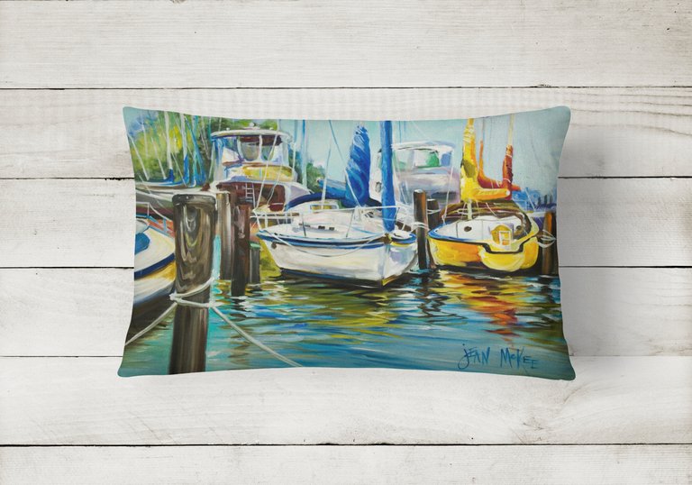 12 in x 16 in  Outdoor Throw Pillow Yellow boat II Sailboat Canvas Fabric Decorative Pillow