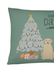 12 in x 16 in  Outdoor Throw Pillow Yellow Labrador Christmas Everyone Canvas Fabric Decorative Pillow