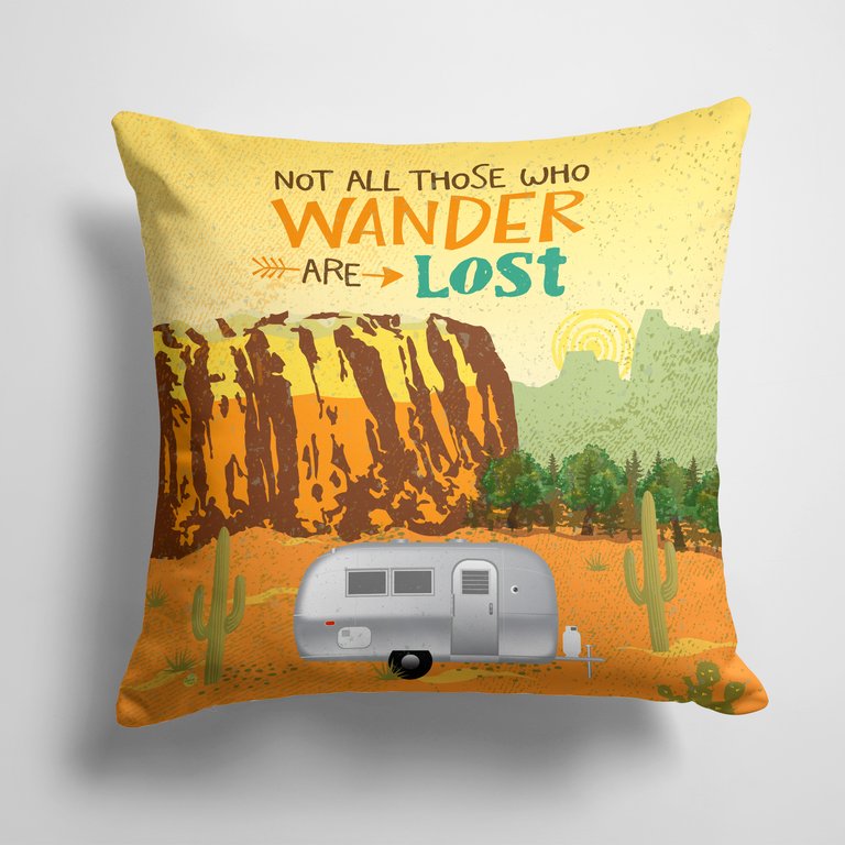14 in x 14 in Outdoor Throw PillowAirstream Camper Camping Wander Fabric Decorative Pillow