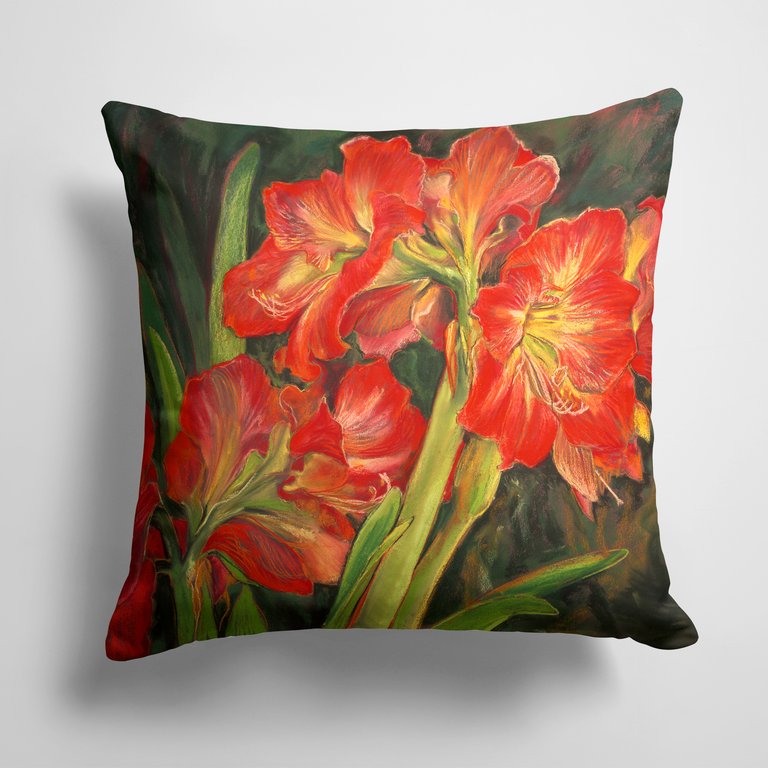 14 in x 14 in Outdoor Throw PillowAmaryllis by Neil Drury Fabric Decorative Pillow
