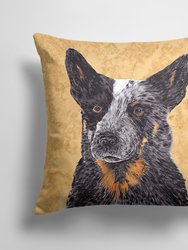 14 in x 14 in Outdoor Throw PillowAustralian Cattle Dog Wipe your Paws Fabric Decorative Pillow