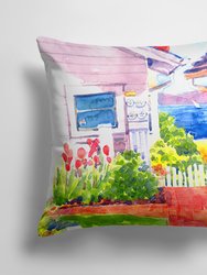 14 in x 14 in Outdoor Throw PillowBeach View between the Houses Fabric Decorative Pillow