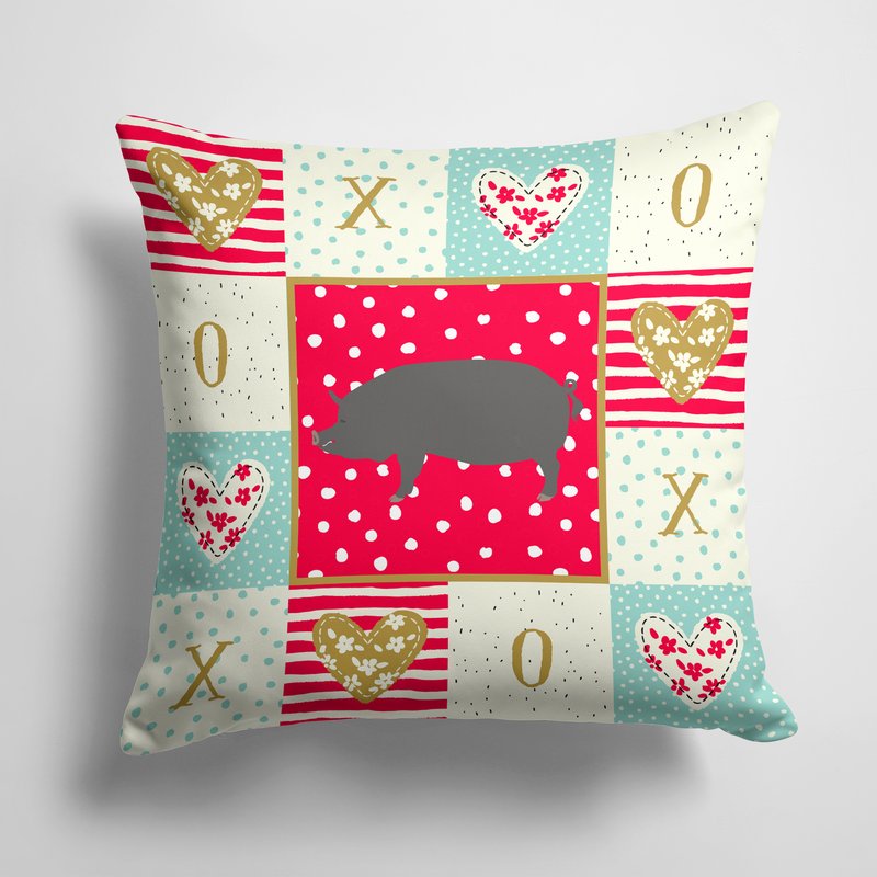 Caroline's Treasures 14 In X 14 In Outdoor Throw Pillowberkshire Pig Love Fabric Decorative Pillow