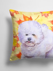14 in x 14 in Outdoor Throw PillowBichon Frise Fall Fabric Decorative Pillow
