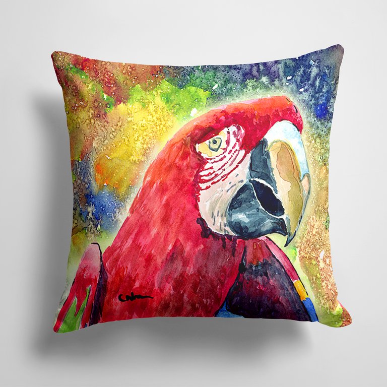 14 in x 14 in Outdoor Throw PillowBird - Parrot Fabric Decorative Pillow