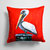 14 in x 14 in Outdoor Throw PillowBird - Pelican Red Dawn Fabric Decorative Pillow