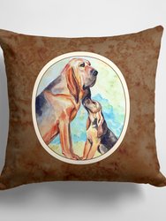 14 in x 14 in Outdoor Throw PillowBloodhound Momma's Love Fabric Decorative Pillow
