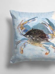 14 in x 14 in Outdoor Throw PillowBlue Crab Fabric Decorative Pillow