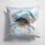 14 in x 14 in Outdoor Throw PillowBlue Crab Fabric Decorative Pillow