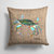 14 in x 14 in Outdoor Throw PillowBlue Crab on Faux Burlap Fabric Decorative Pillow