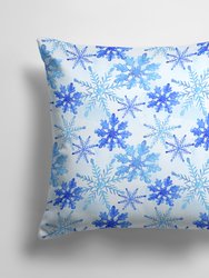 14 in x 14 in Outdoor Throw PillowBlue Snowflakes Watercolor Fabric Decorative Pillow