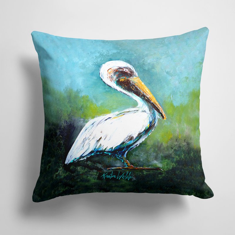 Caroline's Treasures 14 In X 14 In Outdoor Throw Pillowblue Stand White Pelican Fabric Decorative Pillow