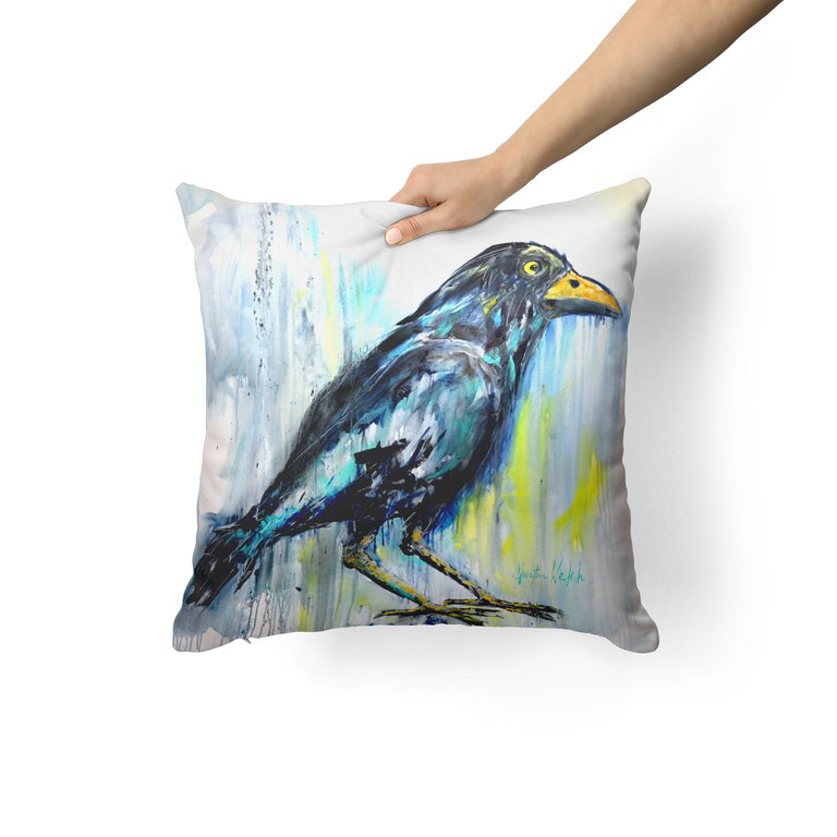 14 in x 14 in Outdoor Throw PillowBurnt Corn Raven Fabric Decorative Pillow