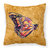14 in x 14 in Outdoor Throw PillowButterfly on Gold Fabric Decorative Pillow