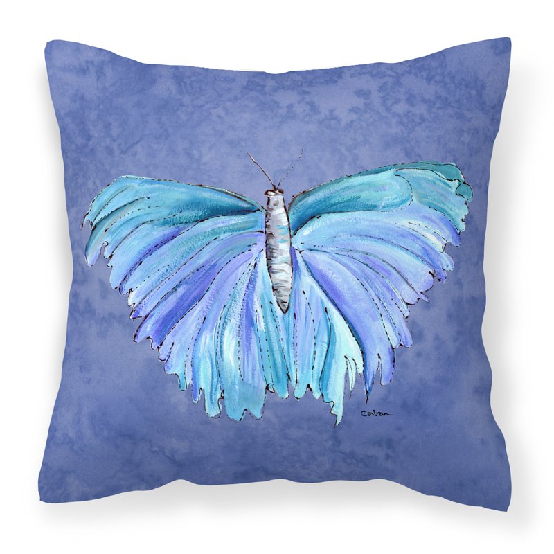 Caroline's Treasures 14 In X 14 In Outdoor Throw Pillowbutterfly On Slate Blue Fabric Decorative Pillow