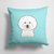 14 in x 14 in Outdoor Throw PillowCheckerboard Blue Bichon Frise Fabric Decorative Pillow