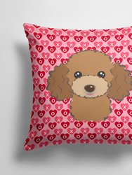 14 in x 14 in Outdoor Throw PillowChocolate Brown Poodle Fabric Decorative Pillow