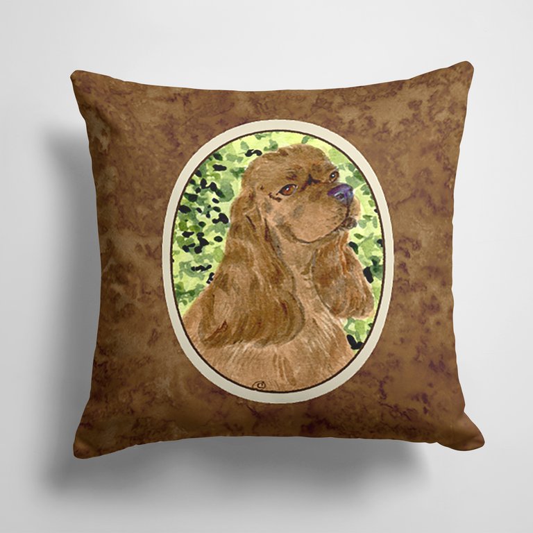 14 in x 14 in Outdoor Throw PillowCocker Spaniel Fabric Decorative Pillow