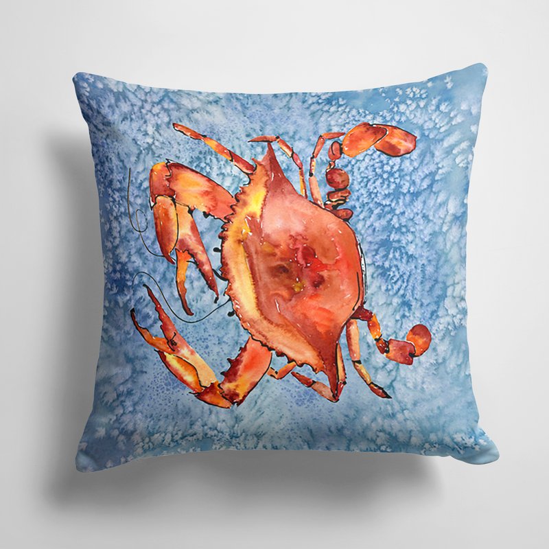 Caroline's Treasures 14 In X 14 In Outdoor Throw Pillowcooked Crab Cool Blue Water Fabric Decorative Pillow