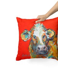 14 in x 14 in Outdoor Throw PillowCow Caught Red Handed Too Fabric Decorative Pillow