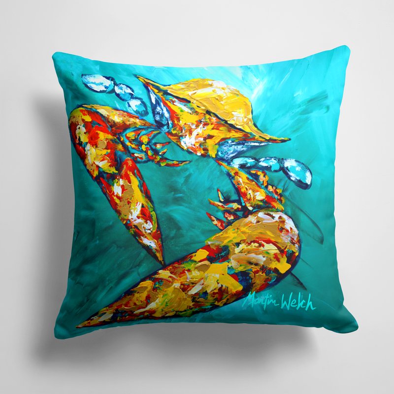 Caroline's Treasures 14 In X 14 In Outdoor Throw Pillowcrab Beam Of Light Fabric Decorative Pillow In Blue