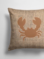 14 in x 14 in Outdoor Throw PillowCrab Burlap and Brown BB1104 Fabric Decorative Pillow